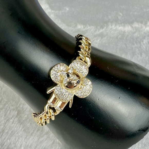 None Jewelry - Vivienne Mascot character rhinestone gold plated bracelet NEW! Beautiful!